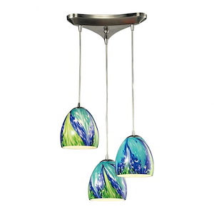 Colorwave - 3 Light Triangular Pendant in Modern/Contemporary Style with Boho and Coastal/Beach inspirations - 7 Inches tall and 10 inches wide