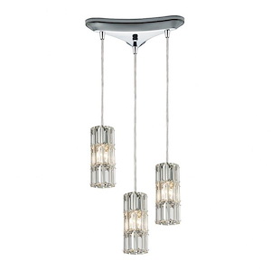 Cynthia - 3 Light Triangular Pendant in Modern/Contemporary Style with Luxe/Glam and Art Deco inspirations - 8 Inches tall and 10 inches wide - 421660
