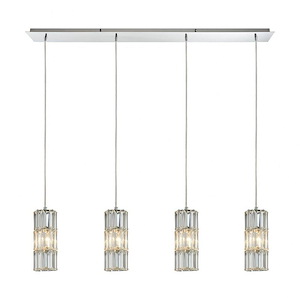Cynthia - 4 Light Linear Pendant in Modern/Contemporary Style with Luxe/Glam and Art Deco inspirations - 9 Inches tall and 47 inches wide