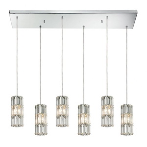 Cynthia - 6 Light Rectangular Pendant in Modern/Contemporary Style with Luxe/Glam and Art Deco inspirations - 8 Inches tall and 9 inches wide - 421658