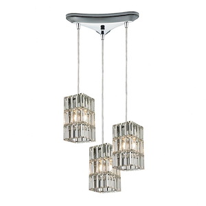 Cynthia - 3 Light Triangular Pendant in Modern/Contemporary Style with Luxe/Glam and Art Deco inspirations - 8 Inches tall and 10 inches wide - 421652
