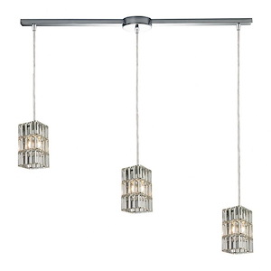 Cynthia - 3 Light Linear Pendant in Modern/Contemporary Style with Luxe/Glam and Art Deco inspirations - 8 Inches tall and 5 inches wide