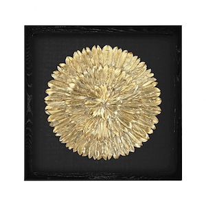 Avery - Transitional Style w/ Luxe/Glam inspirations - Feather and Wood Feather Spiral Wall Art - 35 Inches tall 35 Inches wide