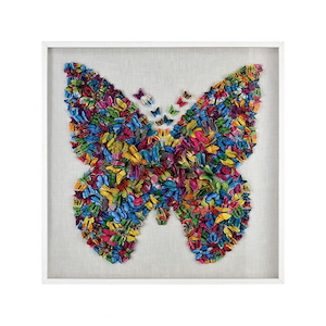Butterfly - Modern/Contemporary Style w/ Luxe/Glam inspirations - Glass and Paper and Wood Wall Decor - 47 Inches tall 47 Inches wide - 1007146
