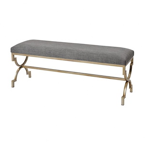 Comtesse - Transitional Style w/ Luxe/Glam inspirations - Linen and Metal Double Bench - 21 Inches tall 54 Inches wide