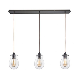 Jaelyn - 3 Light Linear Mini Pendant in Transitional Style with Modern Farmhouse and Vintage Charm inspirations - 8 Inches tall and 36 inches wide