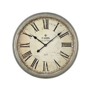 Chateau de Montautre - Transitional Style w/ ModernFarmhouse inspirations - Metal Wall Clock - 24 Inches tall 24 Inches wide