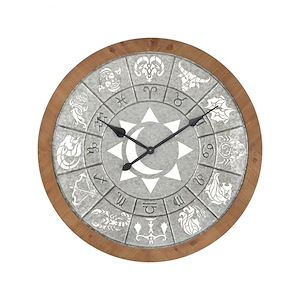 Astronomicon - Transitional Style w/ Eclectic inspirations - Metal and MDF and Wood Wall Clock - 33 Inches tall 33 Inches wide