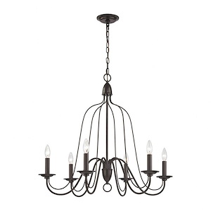 Monroe - 6 Light Chandelier in Transitional Style with Country/Cottage and French Country inspirations - 27 Inches tall and 30 inches wide - 521990