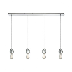 Socketholder - 4 Light Linear Pendant in Modern/Contemporary Style with Luxe/Glam and Eclectic inspirations - 4 Inches tall and 46 inches wide - 705288