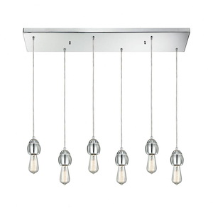 Socketholder - 6 Light Rectangular Pendant in Modern/Contemporary Style with Luxe/Glam and Eclectic inspirations - 4 Inches tall and 32 inches wide - 705287