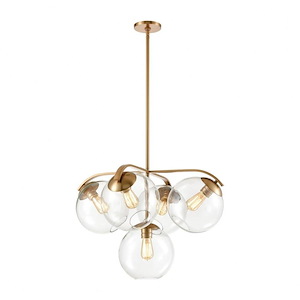 Collective - 5 Light Chandelier in Modern/Contemporary Style with Mid-Century and Retro inspirations - 19 Inches tall and 28 inches wide
