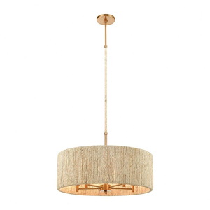Abaca - 5 Light Pendant in Transitional Style with Coastal/Beach and Nature/Organic inspirations - 9 Inches tall and 24 inches wide