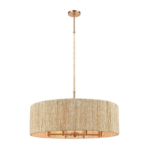 Abaca - 8 Light Pendant in Transitional Style with Coastal/Beach and Nature/Organic inspirations - 11 Inches tall and 33 inches wide - 881393