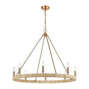 Abaca - 8 Light Chandelier in Transitional Style with Coastal/Beach and Nature/Organic inspirations - 32 Inches tall and 36 inches wide