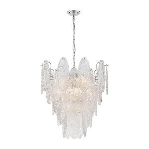 Frozen Cascade - 9 Light Chandelier in Traditional Style with Art Deco and Luxe/Glam inspirations - 27 Inches tall and 26 inches wide