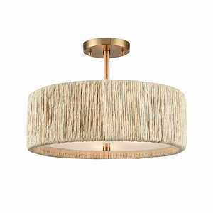 Abaca - 3 Light Semi Flush Mount In Coastal Style-12.75 Inches Tall and 17 Inches Wide