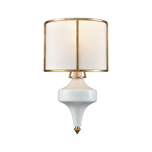Ceramique - 1 Light Wall Sconce in Traditional Style with Luxe/Glam and French Country inspirations - 15 Inches tall and 8 inches wide