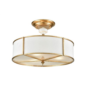 Ceramique - 3 Light Semi-Flush Mount in Traditional Style with Luxe/Glam and French Country inspirations - 11 Inches tall and 16 inches wide