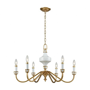 Ceramique - 6 Light Chandelier in Traditional Style with Luxe/Glam and French Country inspirations - 18 Inches tall and 30 inches wide - 705279