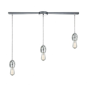 Socketholder - 3 Light Linear Mini Pendant In Glam Style-4 Inches Tall and 38 Inches Wide