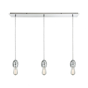 Socketholder - 3 Light Linear Mini Pendant In Glam Style-4 Inches Tall and 36 Inches Wide