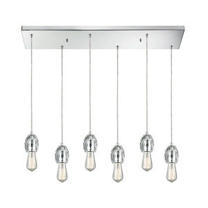Socketholder - 6 Light Rectangular Pendant In Glam Style-4 Inches Tall and 32 Inches Wide - 1303273