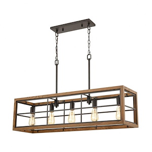 Warehouse Window - 5 Light Island in Transitional Style with Modern Farmhouse and Urban/Industrial inspirations - 11 Inches tall and 42 inches wide