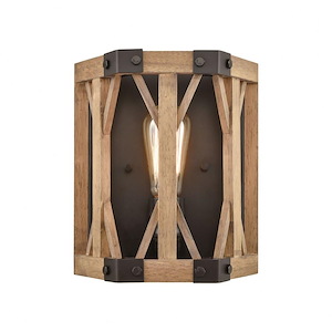 Structure - 1 Light Wall Sconce in Traditional Style with Modern Farmhouse and Country/Cottage inspirations - 10 Inches tall and 9 inches wide