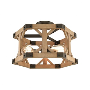 Structure - 3 Light Semi-Flush Mount in Traditional Style with Modern Farmhouse and Country/Cottage inspirations - 12 Inches tall and 18 inches wide