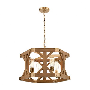 Structure - 4 Light Chandelier in Traditional Style with Modern Farmhouse and Country/Cottage inspirations - 12 Inches tall and 23 inches wide