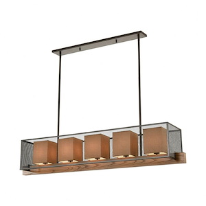 Crossbeam - 5 Light Island in Transitional Style with Modern Farmhouse and Urban/Industrial inspirations - 11 Inches tall and 57 inches wide