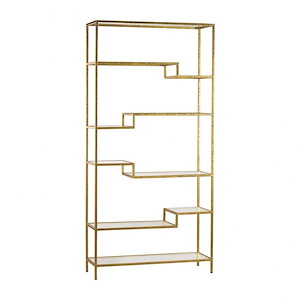 Vanguard - Modern/Contemporary Style w/ Luxe/Glam inspirations - Glass and Metal Shelving Unit - 74 Inches tall 36 Inches wide