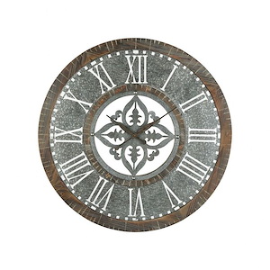 Greystone - Transitional Style w/ ModernFarmhouse inspirations - Metal and Mirror and Wood Wall Clock - 36 Inches tall 36 Inches wide