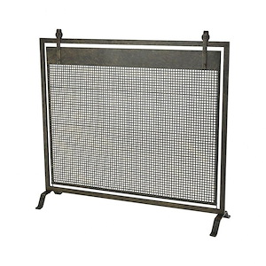 Bannockburn - Transitional Style w/ Urban/Industrial inspirations - Metal Fire Screen - 36 Inches tall 38 Inches wide