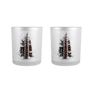 Tree - Pillar Holder (Set of 2) In Traditional Style-5 Inches Tall and 4.5 Inches Wide