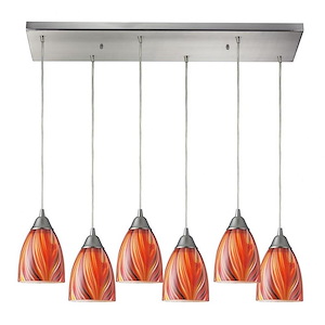 Arco Baleno - 6 Light Rectangular Pendant in Transitional Style with Boho and Eclectic inspirations - 9 Inches tall and 9 inches wide - 408515
