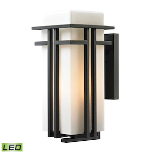 Croftwell - 9.5W 1 LED Outdoor Wall Lantern in Transitional Style with Mission and Art Deco inspirations - 17 Inches tall and 8 inches wide