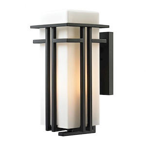 Croftwell - 1 Light Outdoor Wall Lantern in Transitional Style with Mission and Art Deco inspirations - 17 Inches tall and 8 inches wide