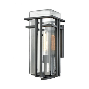 Croftwell - 1 Light Outdoor Wall Lantern in Transitional Style with Mission and Art Deco inspirations - 17 Inches tall and 8 inches wide - 613779