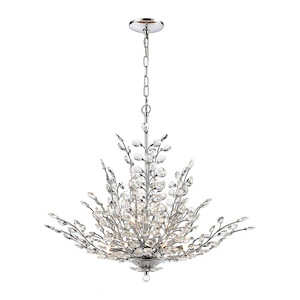Crystique - 9 Light Chandelier in Traditional Style with Luxe/Glam and Nature/Organic inspirations - 25 Inches tall and 30 inches wide - 881578
