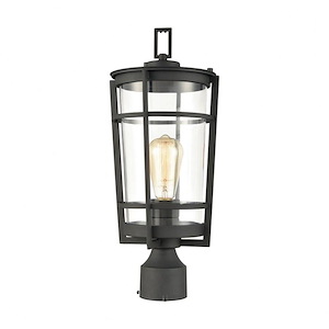Crofton - 1 Light Outdoor Post Mount in Transitional Style with Mission and Asian inspirations - 18 Inches tall and 8 inches wide