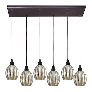 Danica - 6 Light Rectangular Pendant in Transitional Style with Luxe/Glam and Modern Farmhouse inspirations - 9 Inches tall and 9 inches wide - 1208595