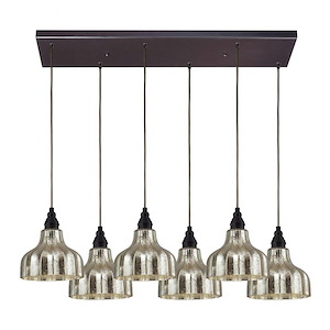 Danica - 6 Light Rectangular Pendant in Transitional Style with Luxe/Glam and Modern Farmhouse inspirations - 9 Inches tall and 9 inches wide