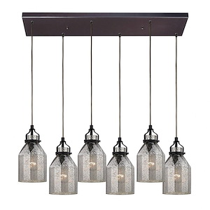 Danica - 6 Light Rectangular Pendant in Transitional Style with Luxe/Glam and Modern Farmhouse inspirations - 10 Inches tall and 9 inches wide
