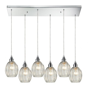 Danica - 6 Light Rectangular Pendant in Transitional Style with Vintage Charm and Modern Farmhouse inspirations - 9 Inches tall and 9 inches wide - 1208703