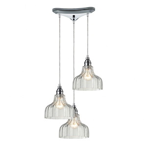 Danica - 3 Light Linear Pendant in Transitional Style with Vintage Charm and Modern Farmhouse inspirations - 9 Inches tall and 5 inches wide - 408480