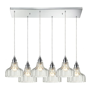 Danica - 6 Light Rectangular Pendant in Transitional Style with Vintage Charm and Modern Farmhouse inspirations - 9 Inches tall and 9 inches wide - 1208649