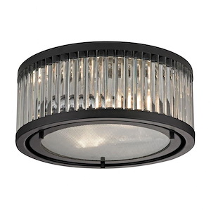 Linden Manor - 2 Light Flush Mount in Transitional Style with Art Deco and Luxe/Glam inspirations - 5 Inches tall and 12 inches wide