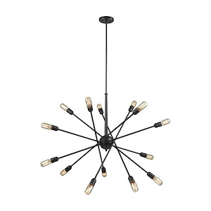 Delphine - 4teen Light Chandelier Oil Rubbed Bronze in Modern Style with Mid-Century and Retro inspirations - 21 Inches tall and 38 inches wide